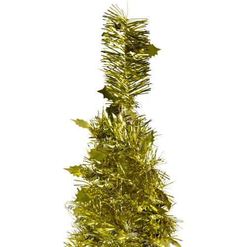 6' Gold Tinsel Pop-Up Artificial Christmas Tree, Unlit