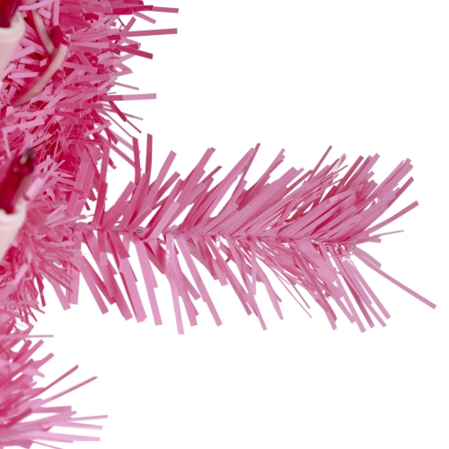 24" Pre-Lit Pink Spruce Artificial Christmas Wreath, Pink Lights