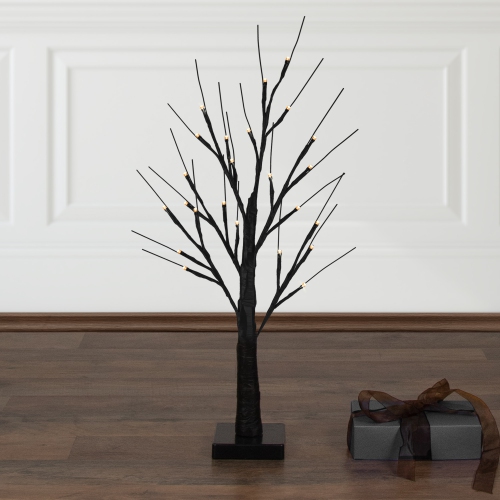 24" LED Lighted Black Halloween Twig Tree - Warm White Lights