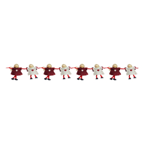 NORTHLIGHT  4" X 26" And Beige Angel Dolls Christmas Garland - Unlit In Red