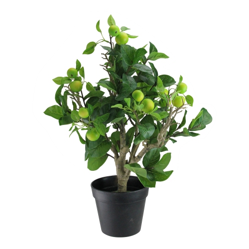 23" Green and Black Bonsai Style Apple Artificial Potted Tree