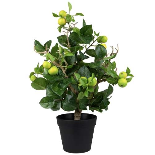 23" Green and Black Bonsai Style Apple Artificial Potted Tree