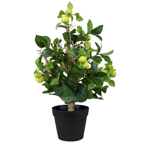 23" Green and Black Bonsai Style Apple Artificial Potted Tree