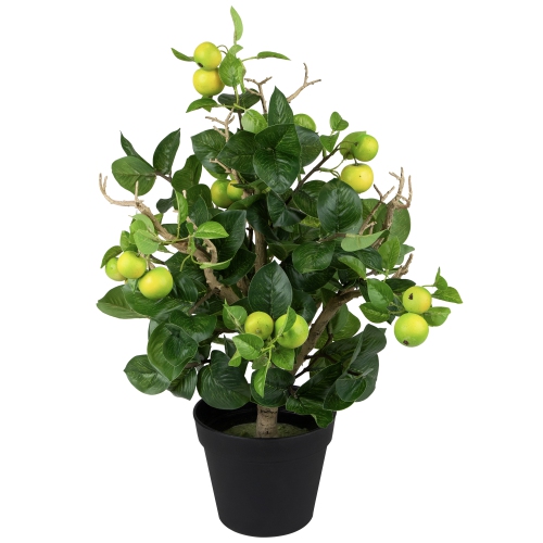 23" Green and Black Bonsai Style Apple Artificial Potted Tree