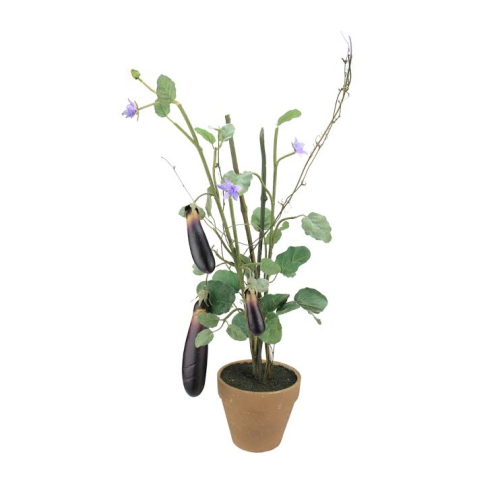 30" Purple and Green Artificial Egg Plant in Terra Cotta Pot