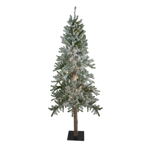NORTHLIGHT  6' Pre-Lit Flocked Alpine Artificial Christmas Tree - Clear Lights