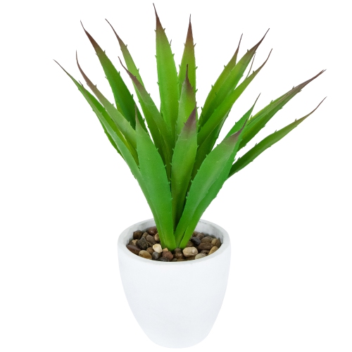 13.5" Potted Artificial Green and Red Agave Succulent Plant