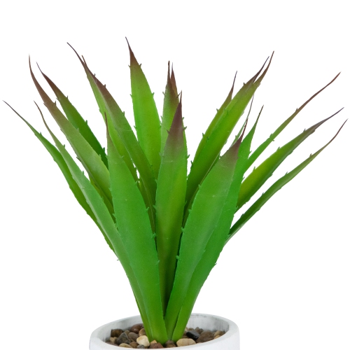 13.5" Potted Artificial Green and Red Agave Succulent Plant