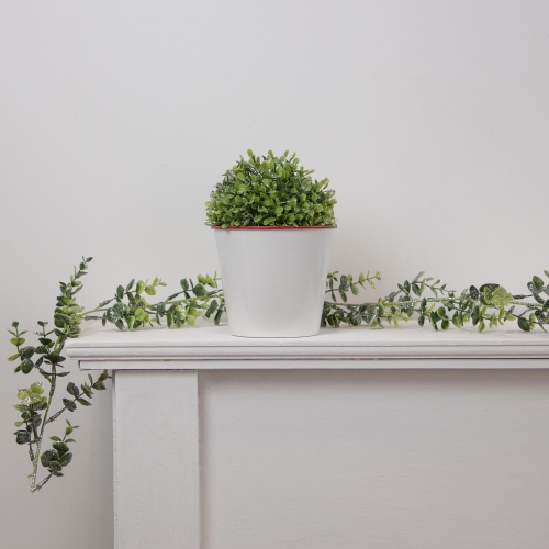 5" Green and Silver Glitter Artificial Boxwood Ball Topiary