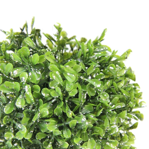 5" Green and Silver Glitter Artificial Boxwood Ball Topiary