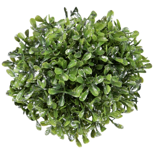 5" Green and Silver Glitter Artificial Boxwood Ball Topiary