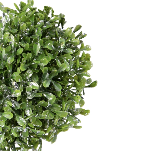 5" Green and Silver Glitter Artificial Boxwood Ball Topiary