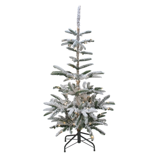 4.5 Ft Pre-Lit Nordmann Fir Artificial Flocked Christmas Tree - Warm Clear LED Lights