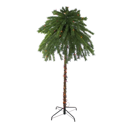 NORTHLIGHT  6' Pre-Lit Artificial Tropical Outdoor Patio Palm Tree - Multicolor Lights