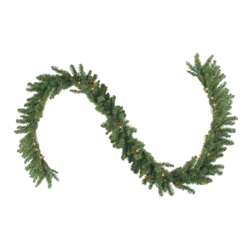 NORTHLIGHT  9' X 12" Pre-Lit Canadian Pine Artificial Christmas Garland - Clear Lights