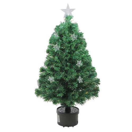 NORTHLIGHT  3' Pre-Lit Fiber Optic Artificial Christmas Tree With Stars