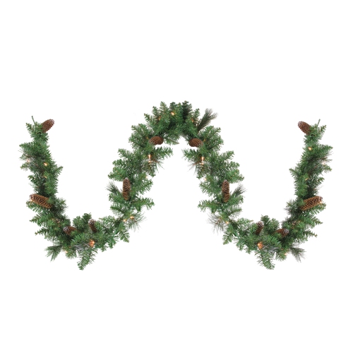 NORTHLIGHT  9' X 10" Pre-Lit Yorkville Pine Artificial Christmas Garland - Clear Lights