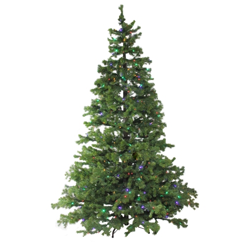 NORTHLIGHT  7.5' Pre-Lit Full Layered Pine Artificial Christmas Tree - Multicolor Led Lights