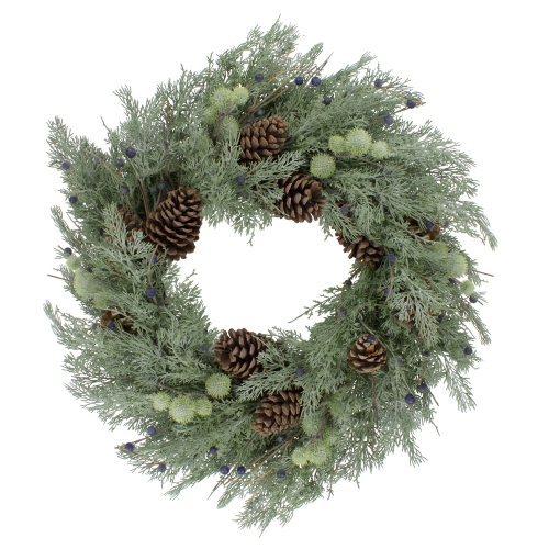 Pinecones and Blueberries Artificial Christmas Wreath, 28-Inch, Unlit