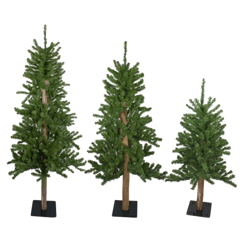 NORTHLIGHT  Set Of 3 Alpine Artificial Christmas Trees 4', 5' And 6' - Unlit