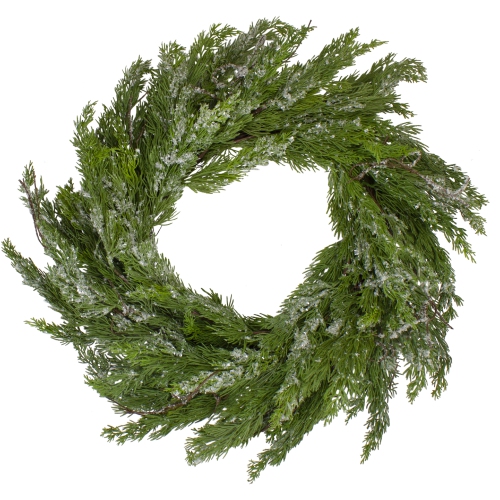 24" Iced Cedar Artificial Christmas Wreath - Unlit