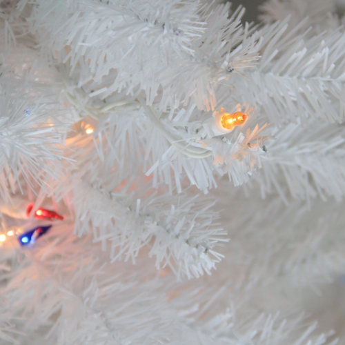 Arbre de Noël artificiel illuminé blanc neige de 3 pi, multi-lumières