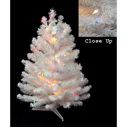 Arbre de Noël artificiel illuminé blanc neige de 3 pi, multi-lumières