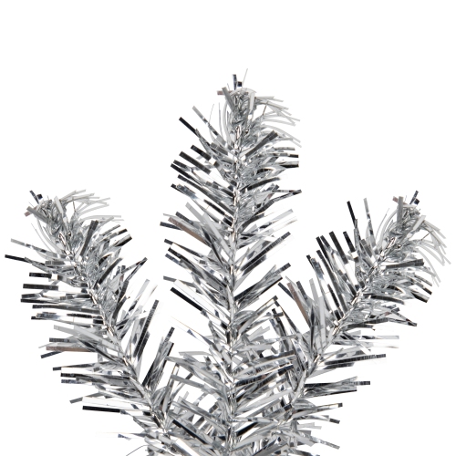 9' x 12" Pre-Lit Silver Tinsel Artificial Christmas Garland, Clear Lights