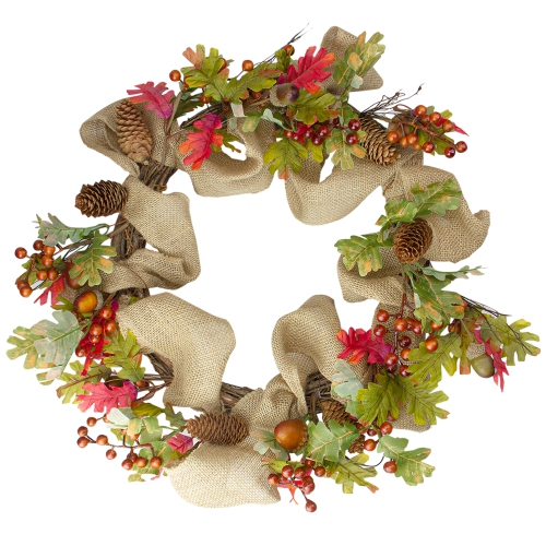 Berry and Pine Cones Artificial Thanksgiving Wreath - 18-Inch, Unlit