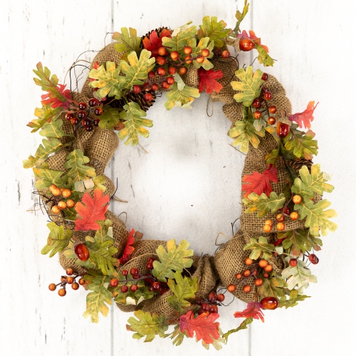 Berry and Pine Cones Artificial Thanksgiving Wreath - 18-Inch, Unlit