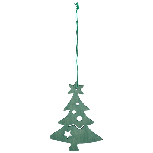 4.75" Teal Green Wooden Cut Out Christmas Tree Ornament