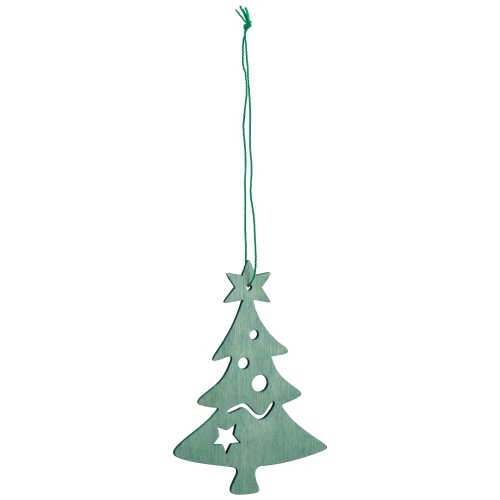 4.75" Teal Green Wooden Cut Out Christmas Tree Ornament