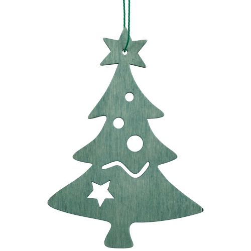 4.75" Teal Green Wooden Cut Out Christmas Tree Ornament