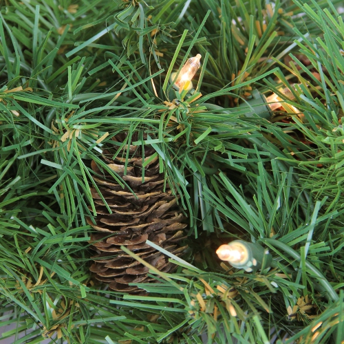 Pre-Lit Dakota Pine Artificial Christmas Wreath - 24-Inch, Clear Lights