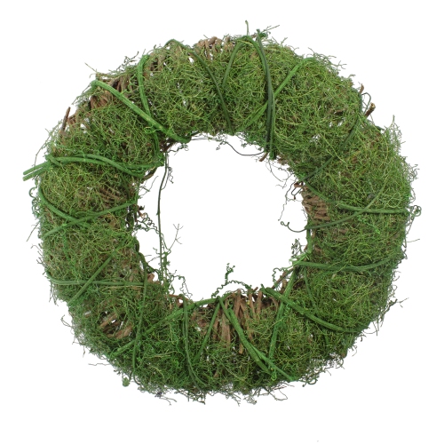 Green Moss and Twig Artificial Spring Wreath, 12-Inch
