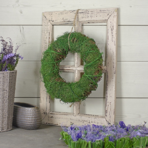 Green Moss and Twig Artificial Spring Wreath, 12-Inch