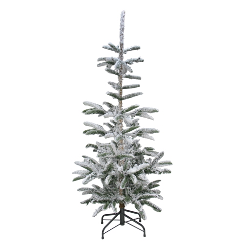 NORTHLIGHT  6.5' Slim Flocked Nordmann Fir Artificial Christmas Tree - Unlit In Green
