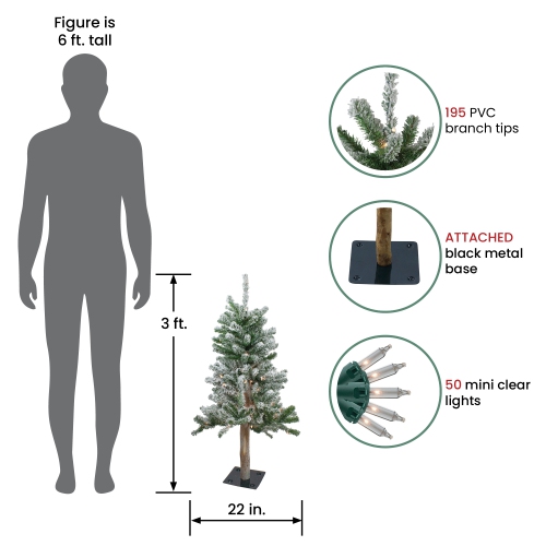 3' Pre-Lit Flocked Alpine Artificial Christmas Tree - Clear Lights