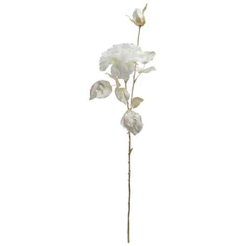 NORTHLIGHT  26.5" And Gold Artificial Rose Flower With Long Stem In White