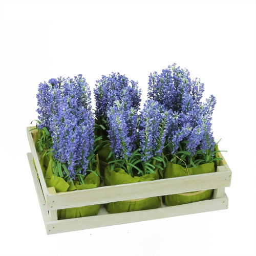 Pack of 6 Lavender Artificial Plants in Crate Spring Tabletop Decor 9.5"