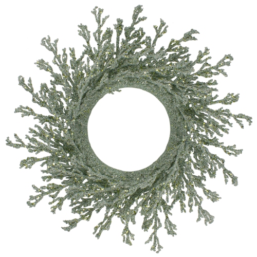 20" Green Glittered Artificial Coral Christmas Wreath