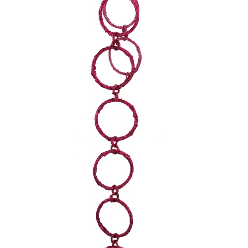 ALLSTATE  5' Pretty In Sparkling Fuschia Glitter Round Circle Chain Christmas Garland In Pink