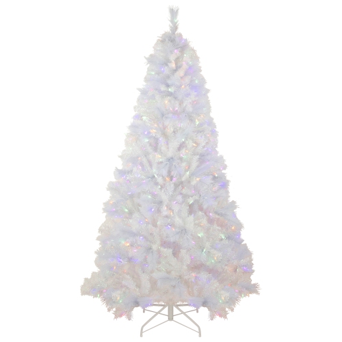 6.5' Pre-Lit Seneca White Spruce Artificial Christmas Tree, Dual Function LED Lights