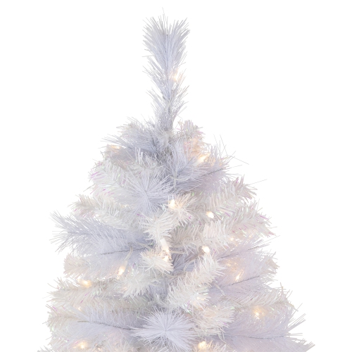 6.5' Pre-Lit Seneca White Spruce Artificial Christmas Tree, Dual Function LED Lights