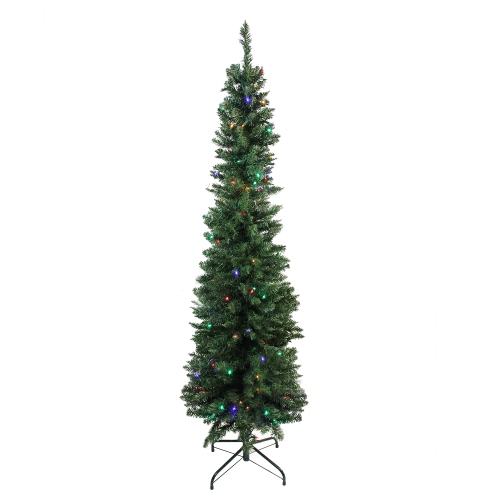 6' Pre-Lit LED Pencil Northern Balsam Fir Artificial Christmas Tree - Multi Lights
