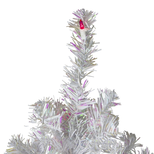 4' Pre-lit White Iridescent Pine Artificial Christmas Tree - Pink Lights