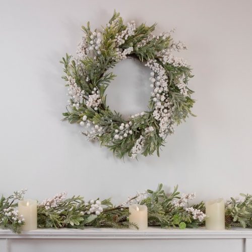 5' x 8" Artificial Christmas Garland with with Frosted Foliage and Pine Cones, Unlit