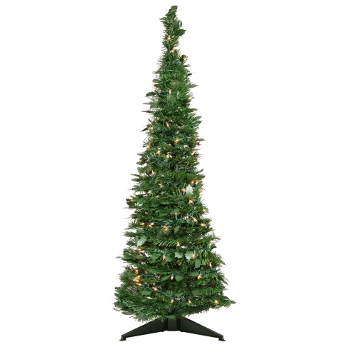 NORTHLIGHT  4' Pre-Lit Tinsel Pop-Up Artificial Christmas Tree, Clear Lights In Green