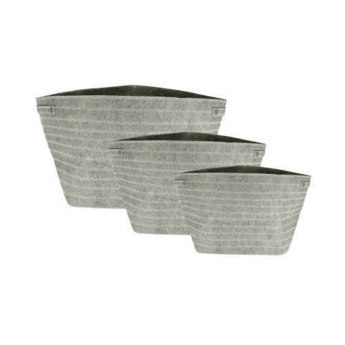 KAEMINGK  Set Of 3 Urban Life Light Gray And Zig-Zag Tote Storage Bags In White