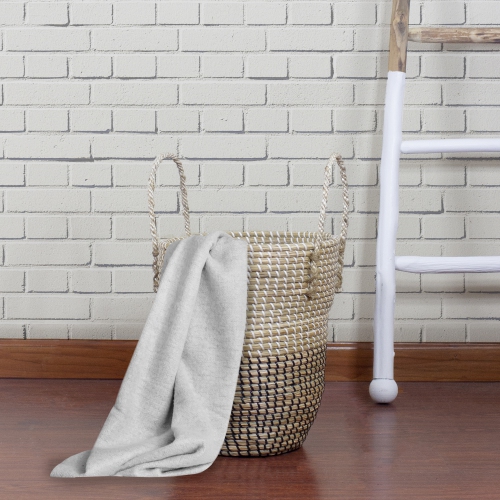 14.5" Natural Woven Seagrass Wicker Storage Basket with Handles